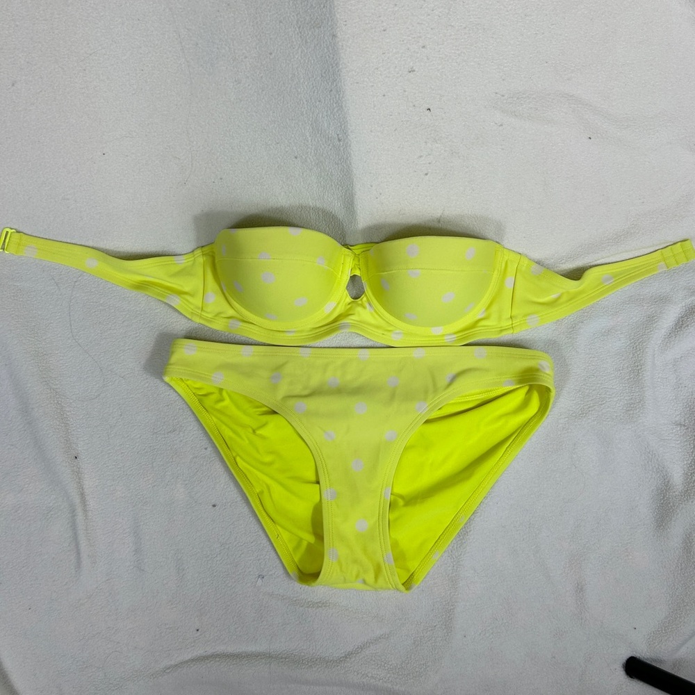 AERIE Women's 2 Piece Swimming Suit Small 34 A neon Dots